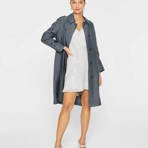 NWT Club Monaco Pitched Sleeve Robe Dress Pale Blue Multi